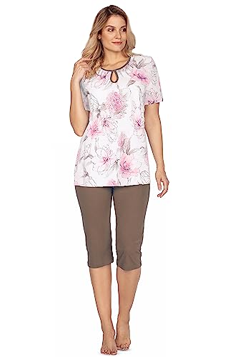 e.Femme® Damen Schlafanzug Pyjama Kurzarm Olivia 1109 Baumwolle, Rosa Hortensien 38 von e.Femme