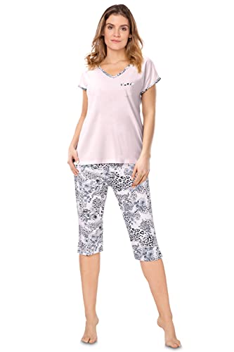 e.FEMME® Damen Schlafanzug Sabrina aus Viskose, Rose/Leo 36 von e.FEMME