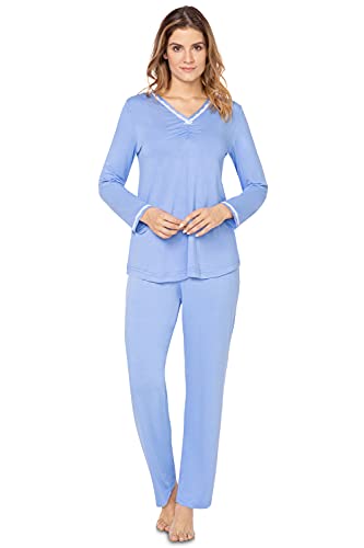 e.FEMME® Damen Schlafanzug ZYTA 1912 aus Viskose (Blau, 46) von e.FEMME