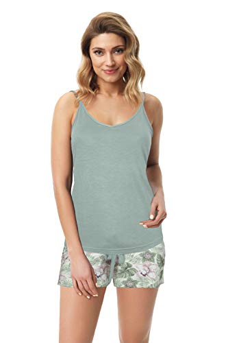 e.Femme® Damen Shorty Top und Shorts Sylvia 904 aus Viskose, Jadeit/Dschungel 40 von e.Femme