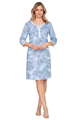 e.Femme® Nachthemd Martha 984 aus 50% Baumwolle, 50% Modal, Blau/Druck 50 von e.Femme