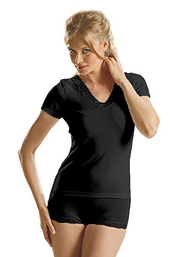 e.FEMME Damen Hemdchen Linda 659 aus Lenzing® Micromodal, mit Spitze, Schwarz 38 von e.FEMME