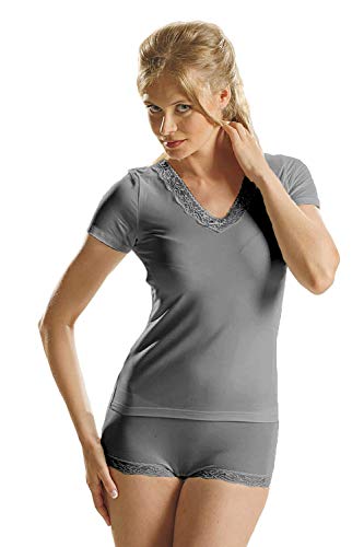 e.FEMME Damen Hemdchen Linda 659 aus Lenzing® Micromodal, mit Spitze, Silbergrau 44 von e.FEMME