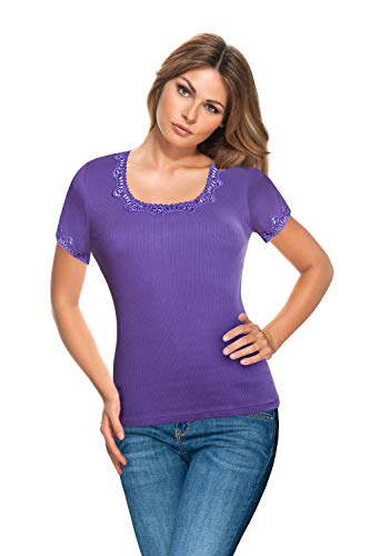 e.FEMME Damen Hemdchen Octavia 572, 100% supergekämmte Baumwolle, Doppelripp - Violett - L (44/46) von e.FEMME