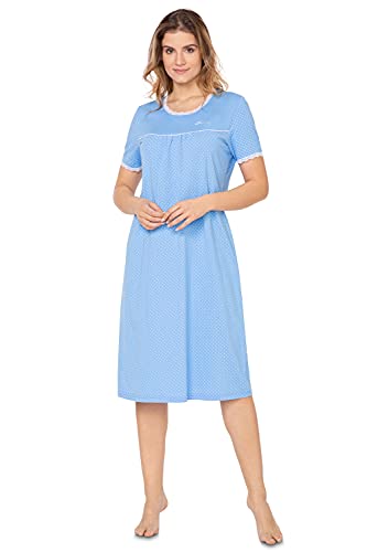 e.FEMME Damen Nachthemd Dolly 1658 aus Baumwolle (Blau, 40) von e.FEMME