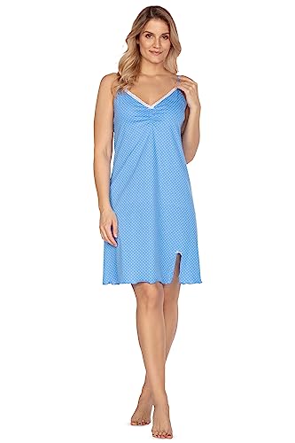 e.FEMME Damen Nachthemd Kitty 638 aus Reiner Baumwolle (Blau, 46) von e.FEMME