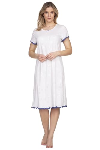 e.FEMME Damen Nachthemd Marion 308 aus Baumwolle mit Modal (Ecru/Jeans gepunktet, 50) von e.FEMME