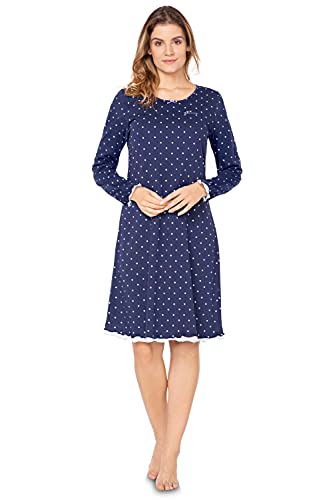 e.Femme Damen Nachthemd Marion 333 Baumwolle mit Modal (Marine gepunktet, 36) von e.Femme