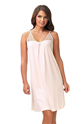 e.FEMME Damen Nachthemd Negligee Lena 506 aus Viskose- Lachs- 44 von e.FEMME