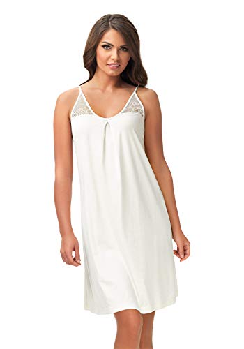 e.Femme Damen Nachthemd Negligee Lena II 896 aus Baumwolle und Lenzing® Modal, Ecru 36 von e.Femme