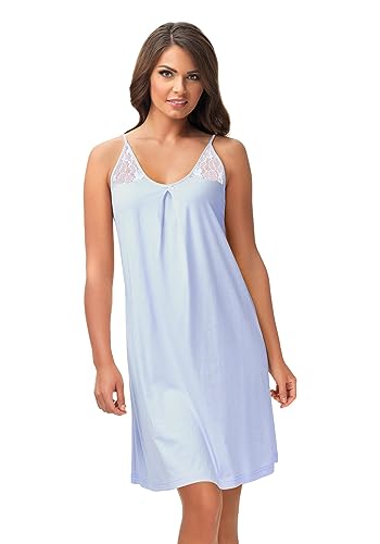 e.Femme Damen Nachthemd Negligee Lena II 896 aus Baumwolle und Lenzing® Modal, Hellblau 40 von e.Femme