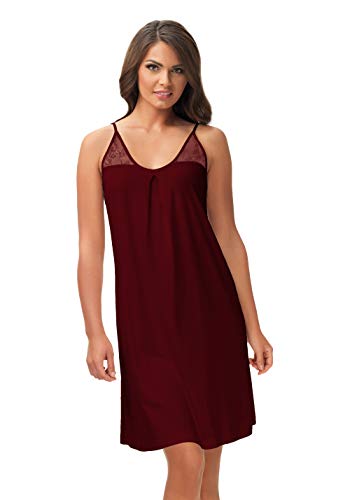 e.Femme Damen Nachthemd Negligee Lena II 896 aus Baumwolle und Lenzing® Modal (Bordeaux, 38) von e.Femme