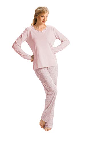 e.FEMME Damen Schlafanzug Katrin aus Reiner und Weicher Baumwolle in der Farbe Rosa in Größe 36 von e.FEMME