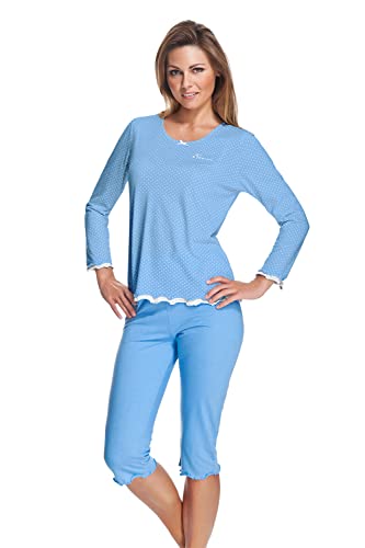 e.FEMME Damen Schlafanzug Marion 329 aus Baumwolle+Modal (Blau, 40) von e.FEMME