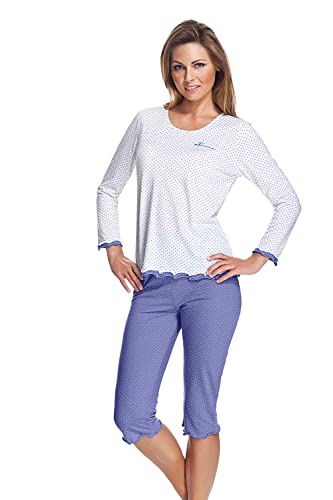 e.FEMME Damen Schlafanzug Marion 329 aus Baumwolle+Modal (Ecru/Jeans, 36) von e.FEMME