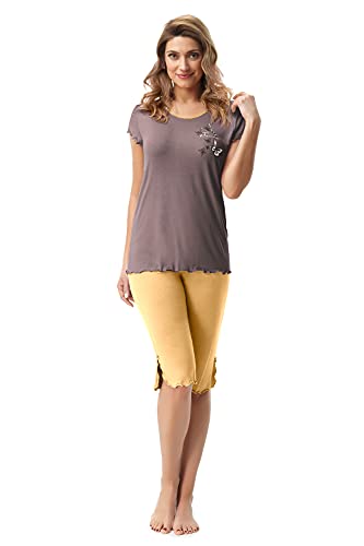 e.FEMME Damen Schlafanzug Nelly 420 aus Viskose (Taupe/Apricot, 38) von e.FEMME