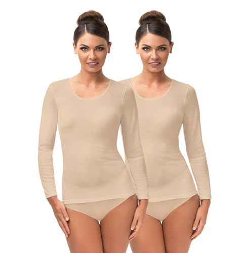 e.Femme® 2er Pack Damen Unterhemden Luiza 15572 aus Baumwolle/Modal (Tencel), 2X Haut 40-42 von e.Femme