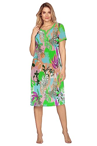 e.Femme® Damen Nachthemd Kurzarm Monika 1082 aus 100% Baumwolle (Blumen, 50) von e.Femme