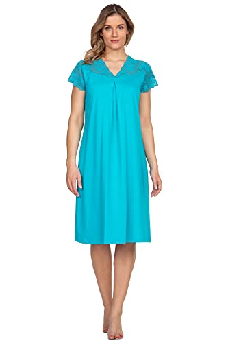 e.Femme® Damen Nachthemd Lena II 859 aus Baumwolle und Lenzing® Modal (Türkis, 40) von e.Femme