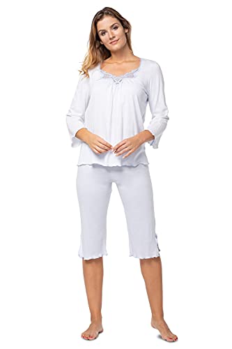 e.Femme® Damen Pyjama Greta II 236 aus 50% Baumwolle und 50% Modal, Blau 40 von e.Femme