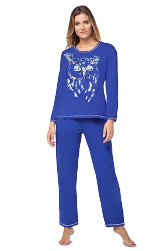 e.Femme® Damen Pyjama Jenny 815 aus Baumwolle, Kornblumenblau, Gr. 36 von e.Femme