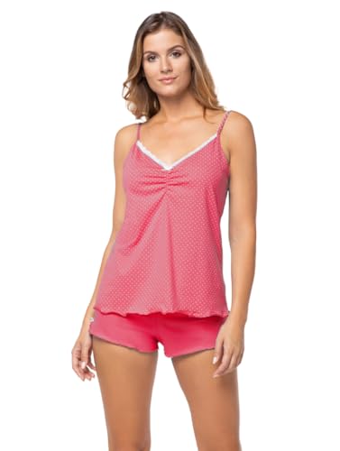 e.Femme® Damen Pyjama Top und Shorts Kitty 899 aus Baumwolle (Amaranth, 44) von e.Femme