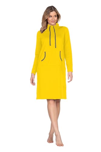 e.Femme® Damen Sweatkleid Sweatjacke Freizeitkleid Stella 1137 aus Baumwolle, Gelb 42 von e.Femme