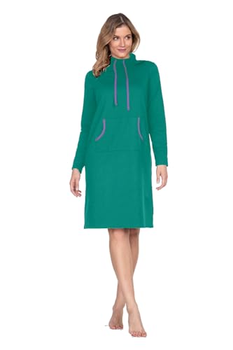 e.Femme® Damen Sweatkleid Sweatjacke Freizeitkleid Stella 1137 aus Baumwolle, Grün 38 von e.Femme