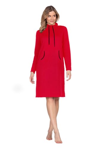 e.Femme® Damen Sweatkleid Sweatjacke Freizeitkleid Stella 1137 aus Baumwolle, Rot 48 von e.Femme