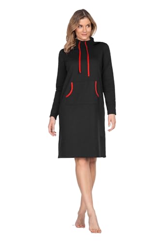 e.Femme® Damen Sweatkleid Sweatjacke Freizeitkleid Stella 1137 aus Baumwolle, Schwarz 36 von e.Femme