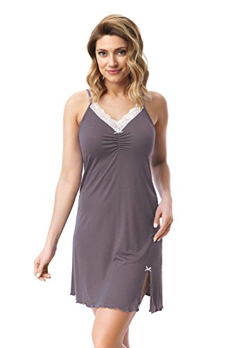 e.Femme Damen Negligee KAJA 23 mit Spitze 96% Viskose + 4% Elasthan in Farbe Braun in Größe 46 von e.Femme