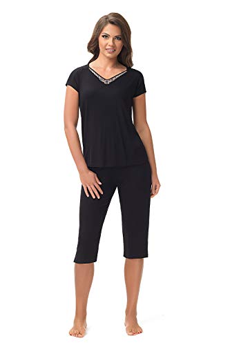 e.Femme Damen Schlafanzug Aurelia 431 aus Baumwolle- Schwarz- 36 von e.Femme