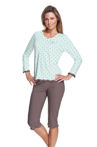 e.Femme Damen Schlafanzug Marion 329 aus Baumwolle+Modal (Mint Gepunktet, 38) von e.Femme