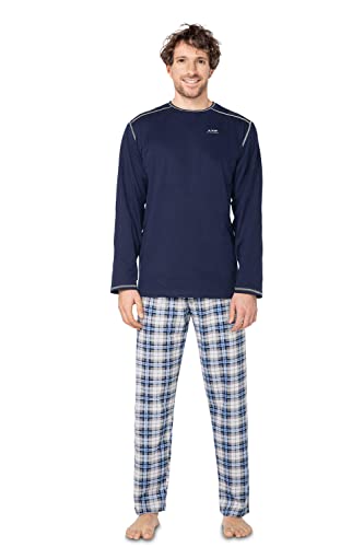 e.VIP® Herren Pyjama Carl L 962 aus 100% Baumwolle, Marine/Grau L von e.VIP