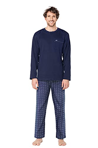 e.VIP® Herren Schlafanzug Luke 326 aus Reiner Baumwolle (Marine, S) von e.VIP