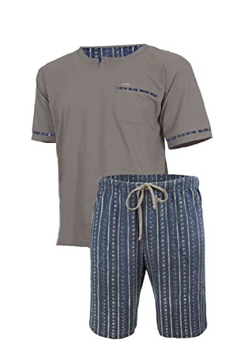 e.VIP® Herren Schlafanzug Luke S 295 aus Baumwolle (Grau/Marine Druck, XXL) von e.VIP