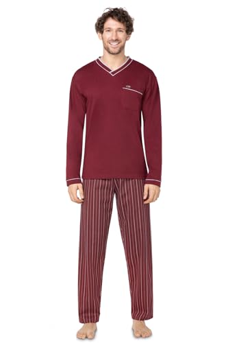 e.VIP® Herren Schlafanzug Paul L 754 aus Reiner Baumwolle (Weinrot, XXL) von e.VIP