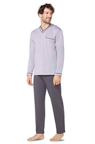 e.VIP ® Herren Schlafanzug Ralph 690 aus Baumwolle + Modal (Grau, XXL) von e.VIP