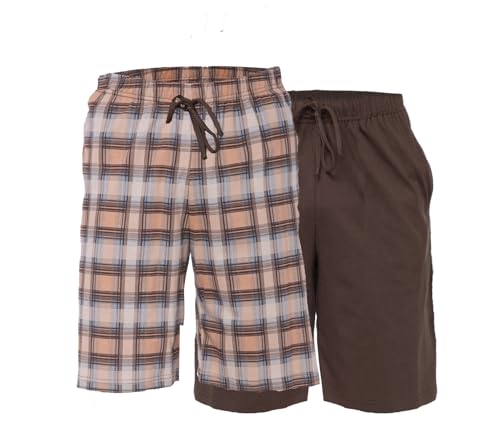 e.VIP 2Pack Herren Schlafshorts Chris S 897 aus Baumwolle, Braun/Braun kariert L von e.VIP