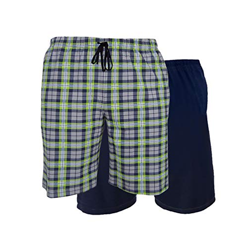 e.VIP 2Pack Herren Schlafshorts Chris S 897 aus Baumwolle (Marine/Grün kariert, L) von e.VIP