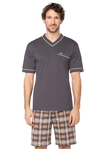 e.VIP Herren Schlafanzug Olaf S 202 Baumwolle (XXL, Grau/Braun) von e.VIP