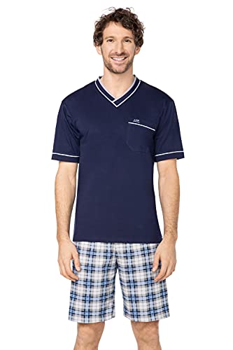 e.VIP Herren Schlafanzug Paul S 753 aus Baumwolle (Marine/Grau, XXL) von e.VIP