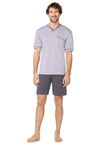 e.VIP Herren Schlafanzug Ralph 417 mit Kurz Arm Shirt und Kurze Hose aus Baumwolle und Modal in Farbe: Grau, in Größe: L von e.VIP