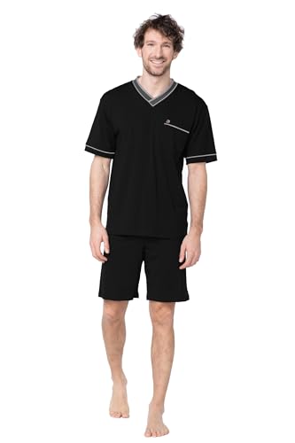 e.VIP Herren Schlafanzug Ralph 417 mit Kurz Arm Shirt und Kurze Hose aus Baumwolle und Modal in Farbe: Schwarz, in Größe: L von e.VIP