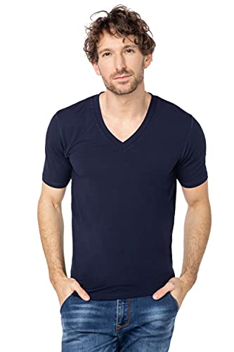 e.VIP Herren V-Shirt Business Unterhemd Hemdchen Marco 15505 aus Baumwolle + Modal, Marine L von e.VIP