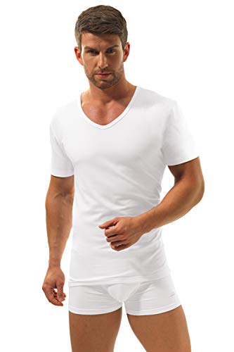 e.VIP Herren V-Shirt Business Unterhemd Hemdchen Marco 15505 aus Baumwolle + Modal, Weiß M von e.VIP