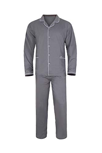 e.VIP Herren Zweiteiliger Pyjama Oswald 450 Schlafanzug Lang Knopfleiste Baumwolle/Lenzing® Modal- Grau- M von e.VIP
