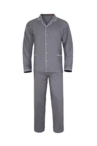 e.VIP Herren Zweiteiliger Pyjama Oswald 450 Schlafanzug Lang Knopfleiste Baumwolle/Lenzing® Modal- Grau- XXL von e.VIP