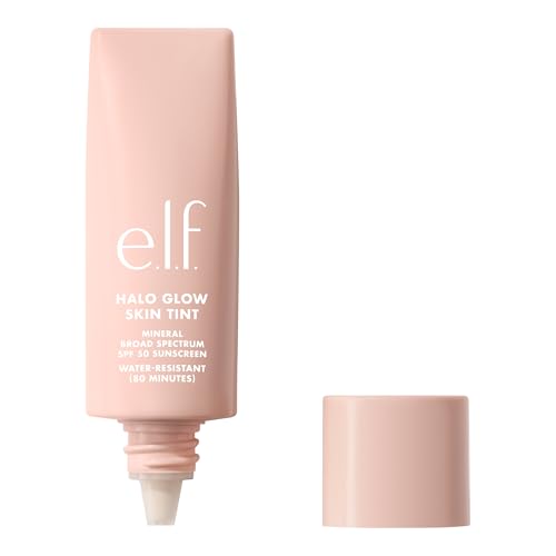 e.l.f. Halo Glow Skin Tint SPF 50, getönte Feuchtigkeitspflege mit leichter, aufbaubarer Deckkraft für einen natürlichen Glow, vegan und tierversuchsfrei, 10 Tan Neutral von e.l.f.
