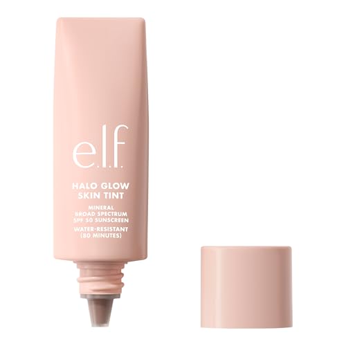 e.l.f. Halo Glow Skin Tint SPF 50, getönte Feuchtigkeitspflege mit leichter, aufbaubarer Deckkraft für einen natürlichen Glow, vegan und tierversuchsfrei, 14 Deep Warm von e.l.f.